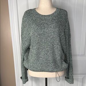 Lou & Grey Marled Drawstring Hem Sweater Womens  L Green NWT